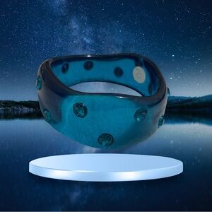 Radiant Stylish Blue Resin Bangle with Gem Accents
